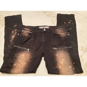 Kleep designer jeans Men’s 34 Black Distressed Zippers Goth Punk Hollister